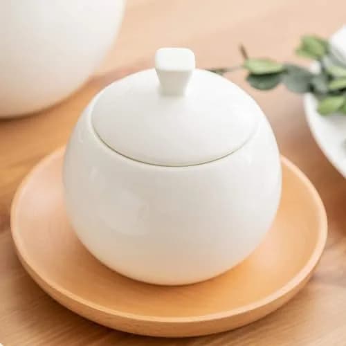 Bicuzat Pure White Fine Bone China Sugar Bowls Set 355ml (12 oz) | Classic Solid Design thumbnail 3