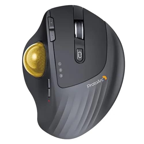 ProtoArc EM01 NL Wireless Trackball Mouse, Gold Ball, 12cm (4.7in) Length | Ergonomic Thumb Control for PC & Mac thumbnail 1