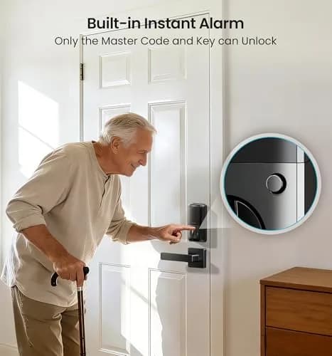 Veise VE06-L Smart Deadbolt Lock with 2 Lever Handle Set, Matte Black | App & Key Control thumbnail 8