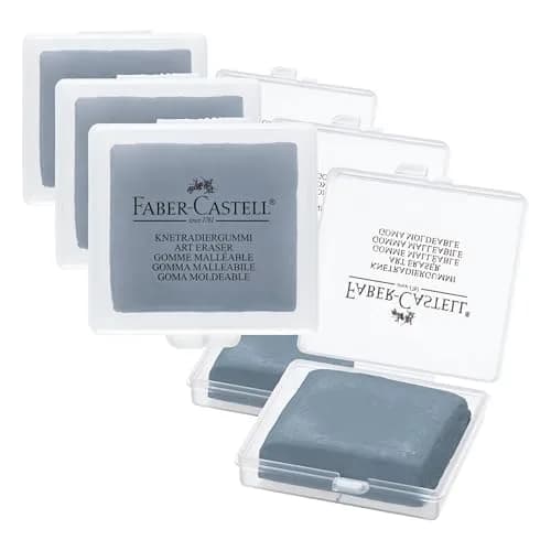 Faber-Castell Kneadable Eraser for Artists in Storage Case - Grey (Pack of 3) | Soft, Absorbent, Residue-Free Art Eraser thumbnail 1