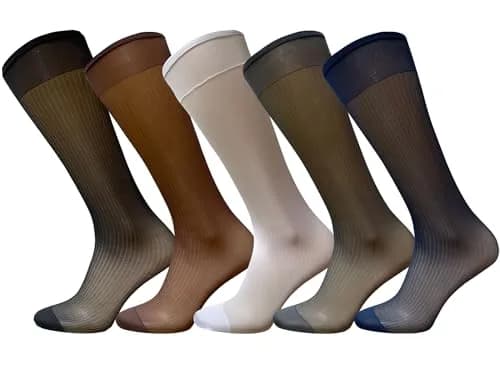 Uaussi Silk Sheer Socks Crew Length | Ultra Thin Nylon Dress Socks for Men thumbnail 1
