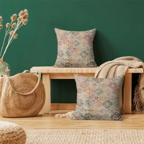 AEIOAE Boho Pillow Covers 20x20 | Vibrant Linen Decor for Home & Outdoors thumbnail 2