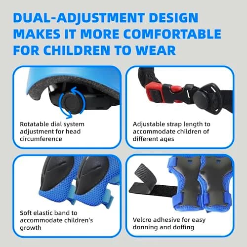 RoyalBaby Kids Helmet and Pads Set for Kids 3-5 Years | Adjustable Multi-Sport Safety Gear thumbnail 2