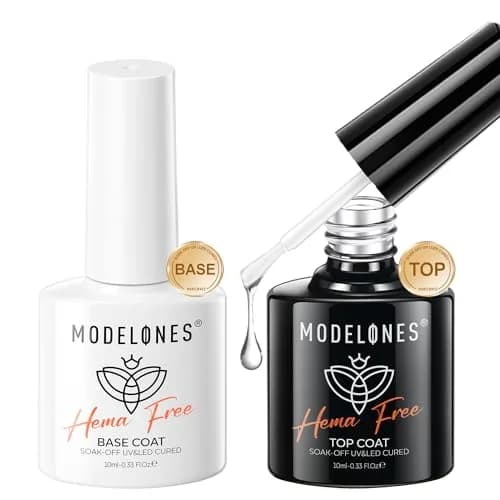 modelones HEMA Free Gel Top Base Coat Set 2 Pcs Clear Glossy UV Cure | Long-Lasting, Gentle Formula thumbnail 1