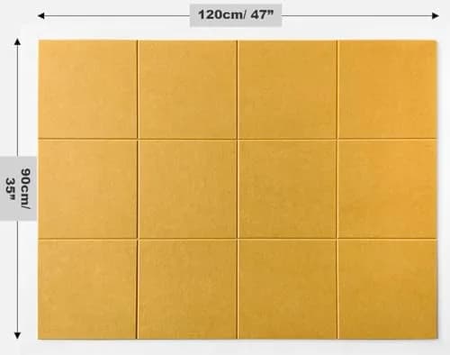 DECORITA Felt Wall Tiles Pinboard 12-Pack Mustard | Seamless, Dust-Free Alternative to Cork Boards thumbnail 3