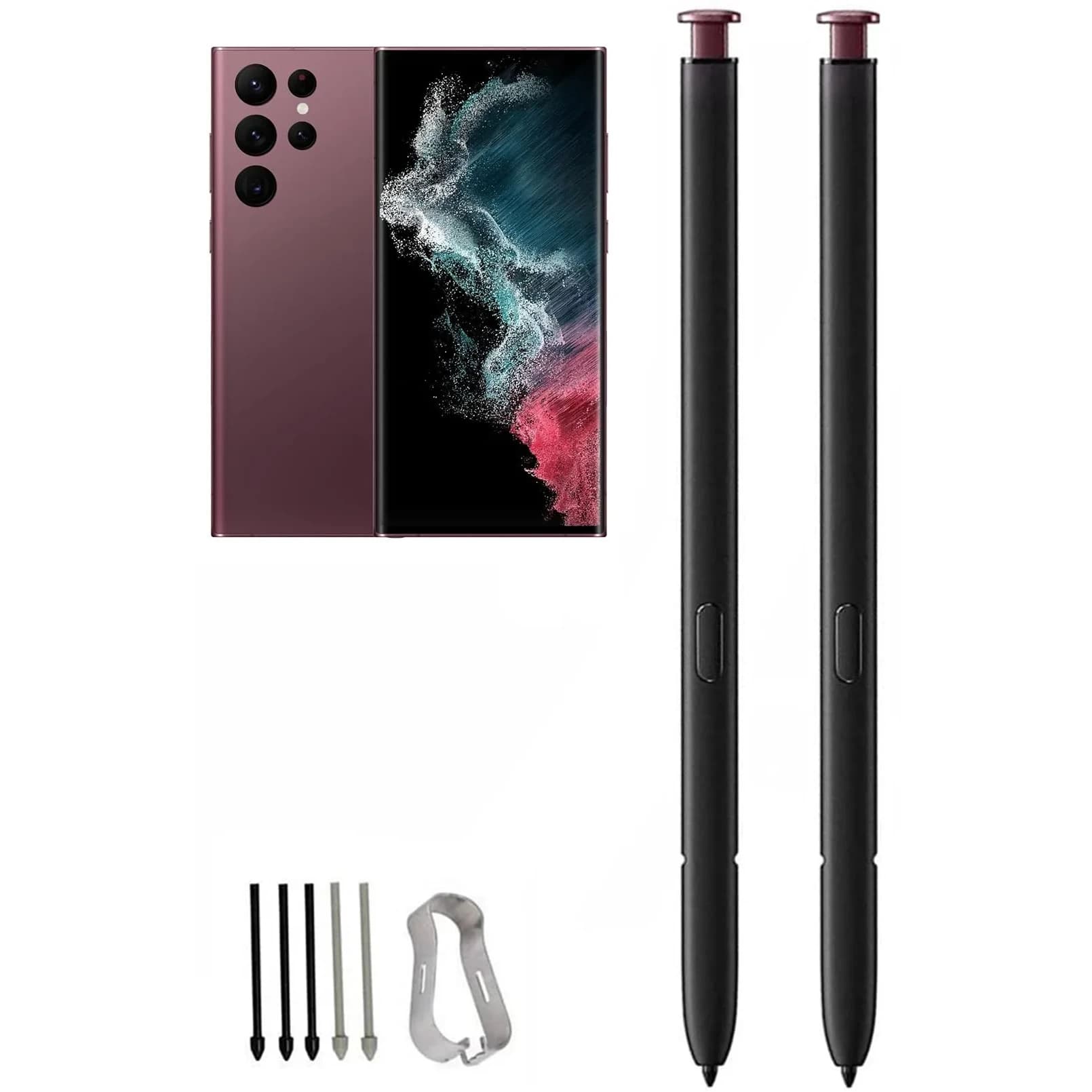 Befzygwk Replacement S Pen for Samsung Galaxy S22 Ultra 5G Stylus Pen 2-Pack Burgundy | Write & Sketch with 4096 Pressure Levels — Burgundy*2