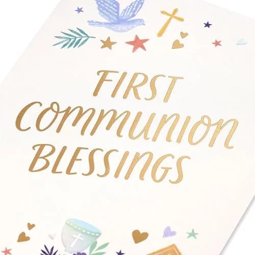 American Greetings First Communion Card (Blessing of the Lord) 17cm (6.75 in) x 11.7cm (4.625 in) | Religious Icons & Gold Foils thumbnail 5