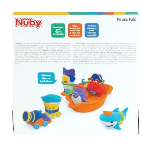 Nuby Pirate Pals Bath Toy Set with Floating Boat and 4 Squirters | Interactive Learning for 18+ Months thumbnail 6