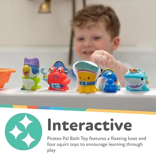 Nuby Pirate Pals Bath Toy Set with Floating Boat and 4 Squirters | Interactive Learning for 18+ Months thumbnail 2