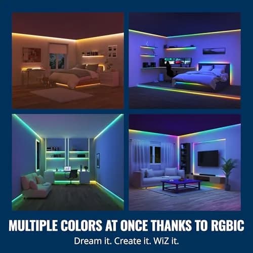 WiZ Connected 65.6 ft (20m) RGBIC LED Light Strip | Flowing Multicolor, App/Voice Control thumbnail 3