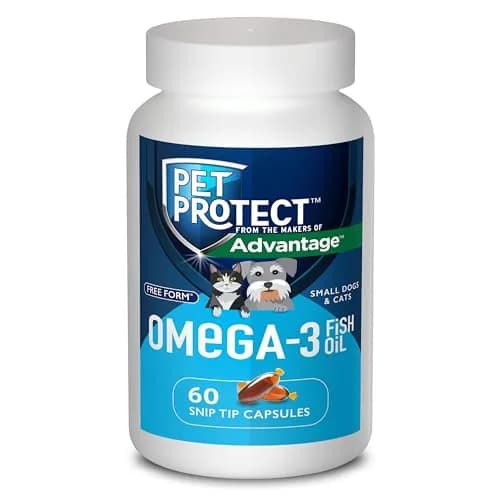 Pet Protect Omega-3 Fish Oil Supplement for Cats & Small Dogs, 60 Capsules | Supports Joint, Heart & Immune Health thumbnail 1