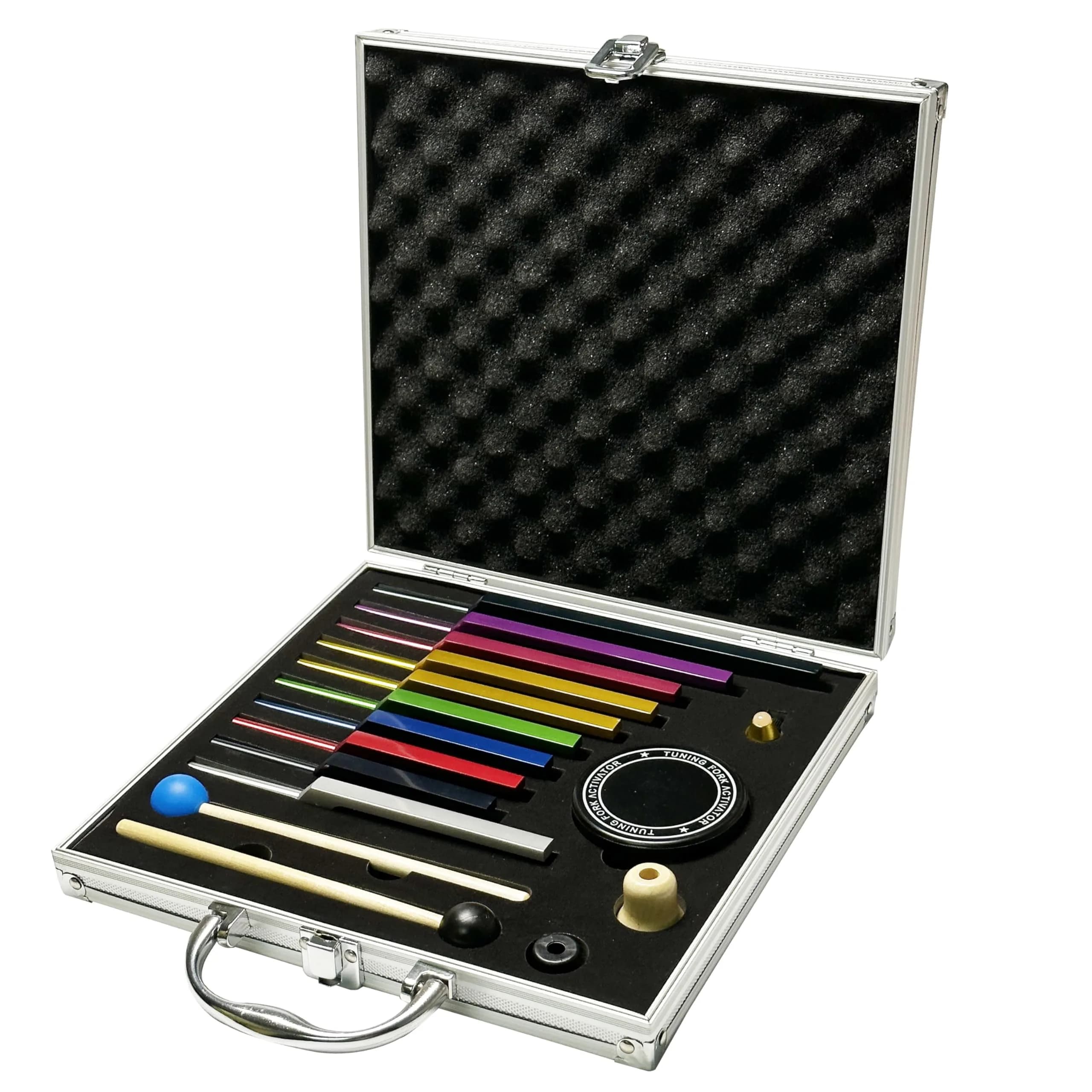 TENFLY Chakra Tuning Forks Set for Healing, 8 Weighted Aluminum Forks with Gift Box | Accurate Frequencies for Meditation & Sound Therapy — Solfeggio Multicolour C