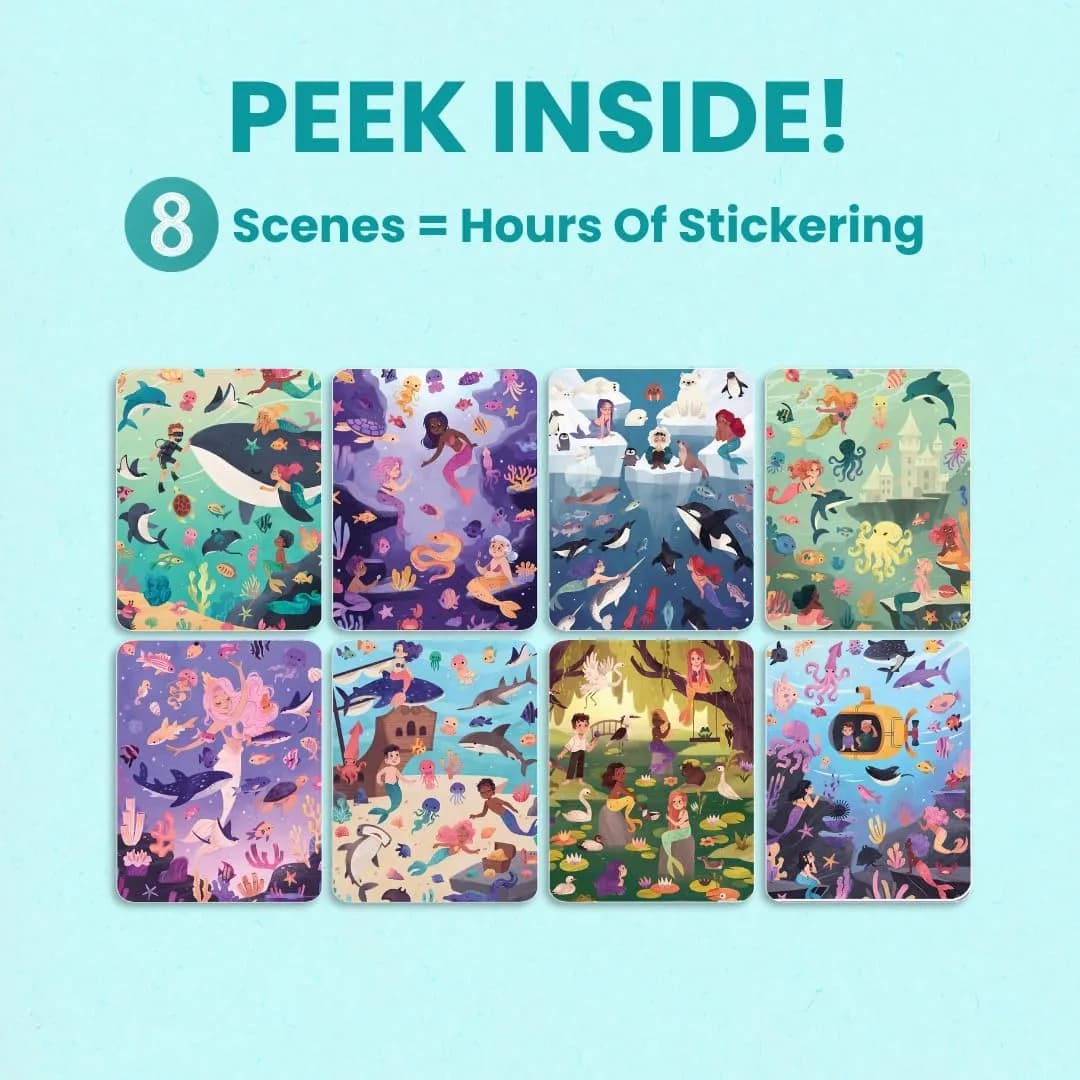 CUPKIN Mystical Mermaids Sticker Book | Toddler Travel Activity Coloring and Sticker Book thumbnail 5