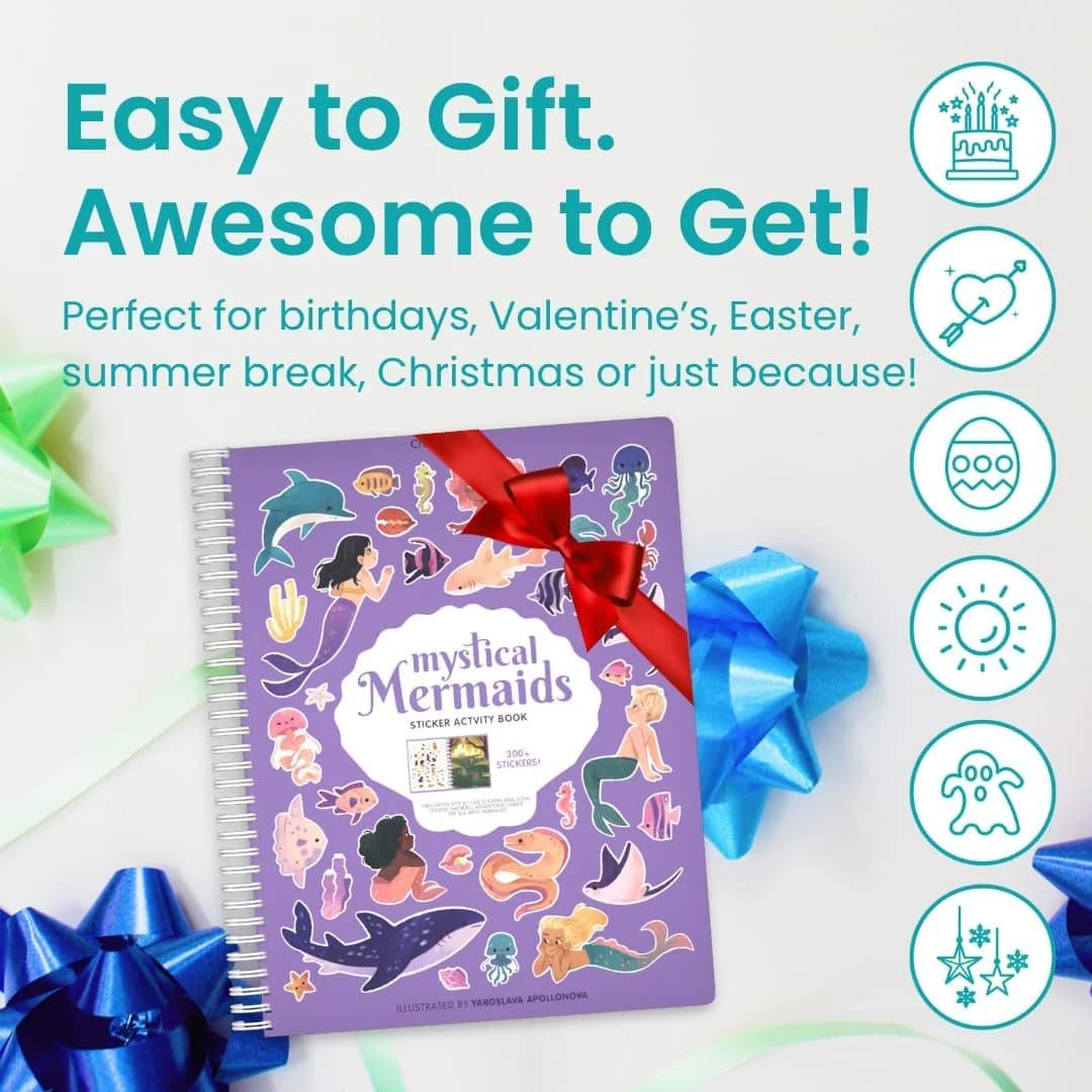 CUPKIN Mystical Mermaids Sticker Book | Toddler Travel Activity Coloring and Sticker Book thumbnail 7