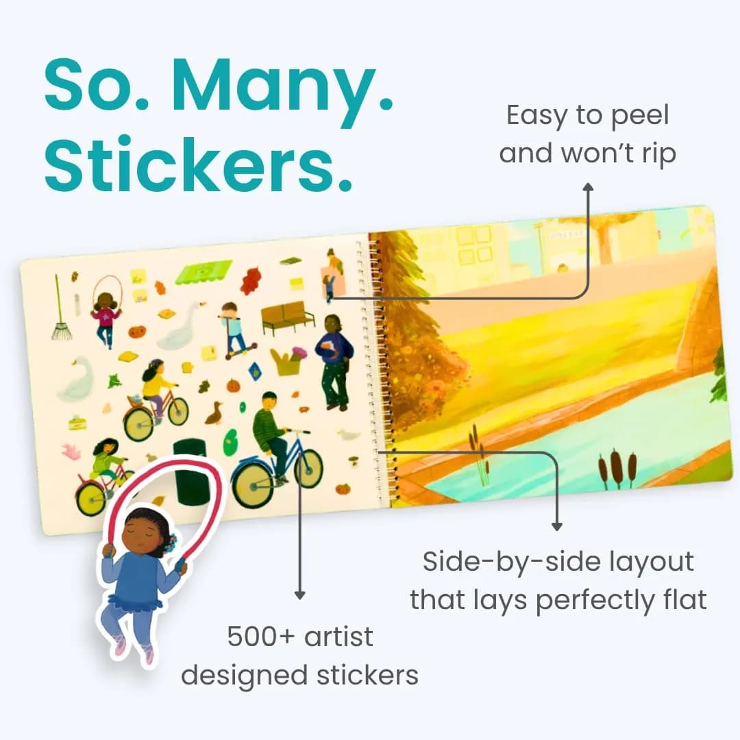 CUPKIN Let's Play Outside Sticker Book for Toddlers Ages 2-8 | 500+ Stickers & 12 Coloring Pages thumbnail 2