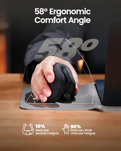 ProtoArc EM11 NL Wireless Ergonomic Vertical Mouse, Black | 13.8cm (5.43in) Length, Connects to 3 Devices thumbnail 8