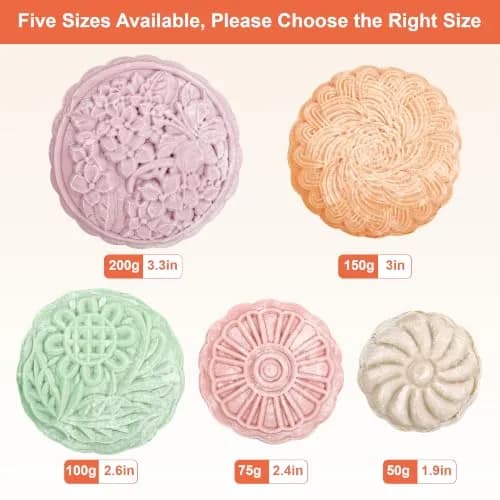 Luxiv Mooncake Mold Set 100g | 12 Patterns Round & Square for DIY Mooncakes thumbnail 5