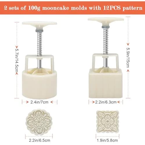 Luxiv Mooncake Mold Set 100g | 12 Patterns Round & Square for DIY Mooncakes thumbnail 2