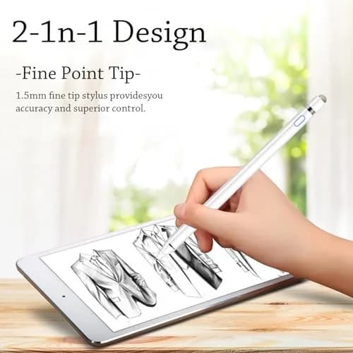 DOGAIN Active Stylus Pen for iPad, iPhone, Samsung, Android & Nintendo Switch - White (1.45mm Fine Point) thumbnail 4