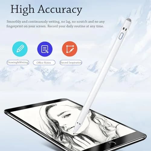 DOGAIN Active Stylus Pen for iPad, iPhone, Samsung, Android & Nintendo Switch - White (1.45mm Fine Point) thumbnail 5