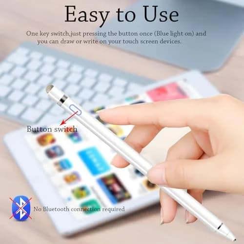 DOGAIN Active Stylus Pen for iPad, iPhone, Samsung, Android & Nintendo Switch - White (1.45mm Fine Point) thumbnail 6