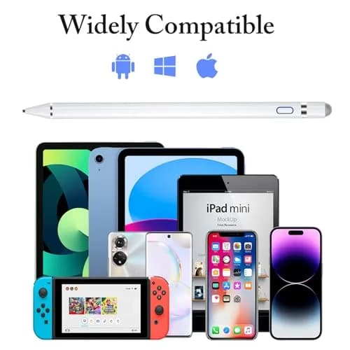 DOGAIN Active Stylus Pen for iPad, iPhone, Samsung, Android & Nintendo Switch - White (1.45mm Fine Point) thumbnail 7