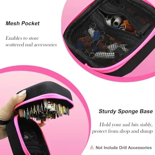 Thowapou 81 Holes Nail Drill Bit Holder Case | Portable Pink Organizer for 3/32" Bits thumbnail 4