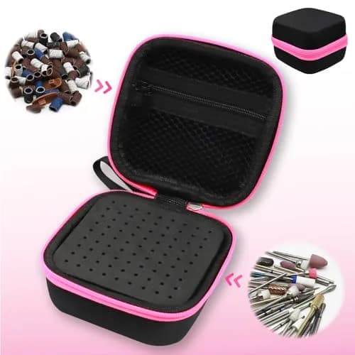 Thowapou 81 Holes Nail Drill Bit Holder Case | Portable Pink Organizer for 3/32" Bits thumbnail 8