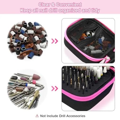 Thowapou 81 Holes Nail Drill Bit Holder Case | Portable Pink Organizer for 3/32" Bits thumbnail 3