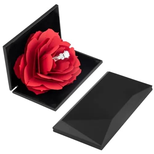 wonuu Rhombus Shaped Engagement Ring Box Black | Surprise Jewelry Storage Holder for Proposals & Weddings thumbnail 7