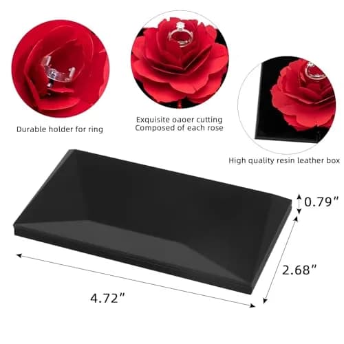 wonuu Rhombus Shaped Engagement Ring Box Black | Surprise Jewelry Storage Holder for Proposals & Weddings thumbnail 3