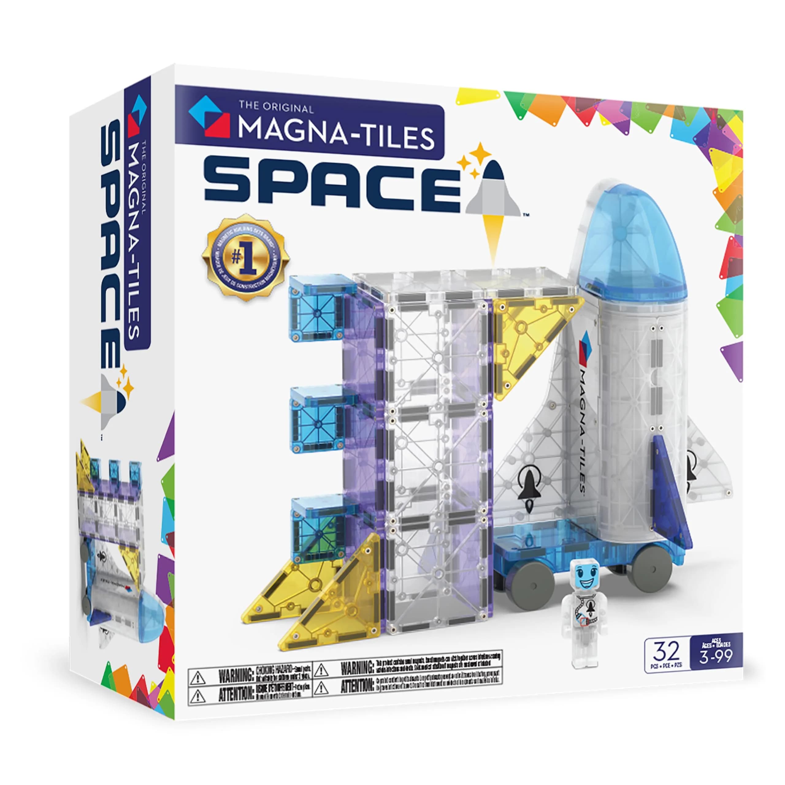 MAGNA-TILES Space 32-Piece Magnetic Construction Set | Space-Themed Building Toys for Kids 3+ - main product image