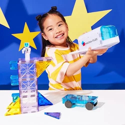 MAGNA-TILES Space 32-Piece Magnetic Construction Set | Space-Themed Building Toys for Kids 3+ thumbnail 2