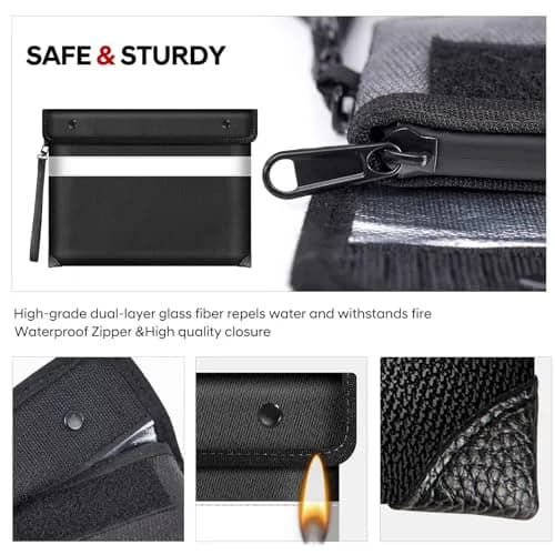 Wilmuz Fireproof Document Bag 35.3cm x 26.9cm | Protects Valuables Up to 5200°F thumbnail 4