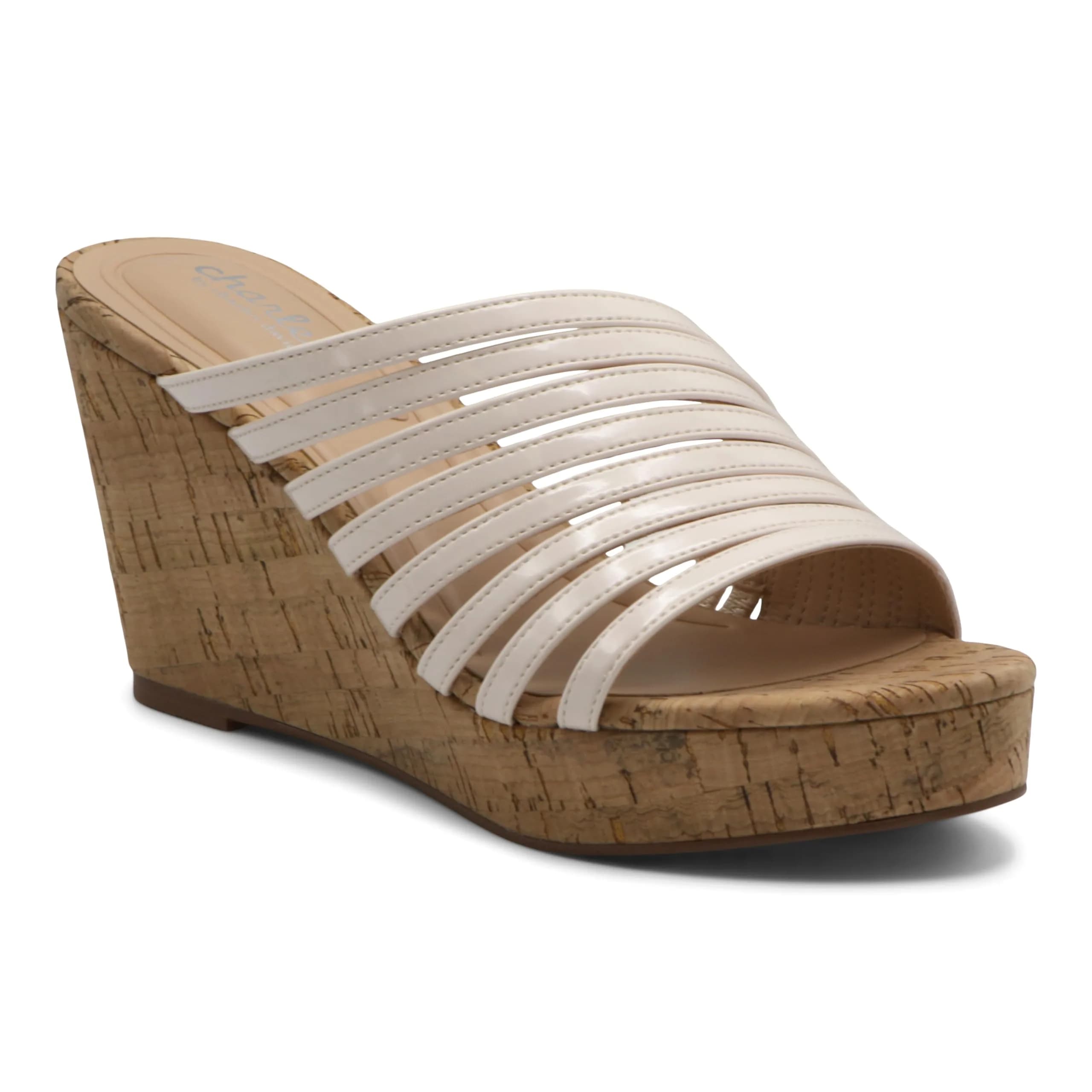 CHARLES BY CHARLES DAVID GUSTAVO Wedge Sandal 9.5 US | Red, Manmade, Slip On, 4-inch Heel — Ivory
