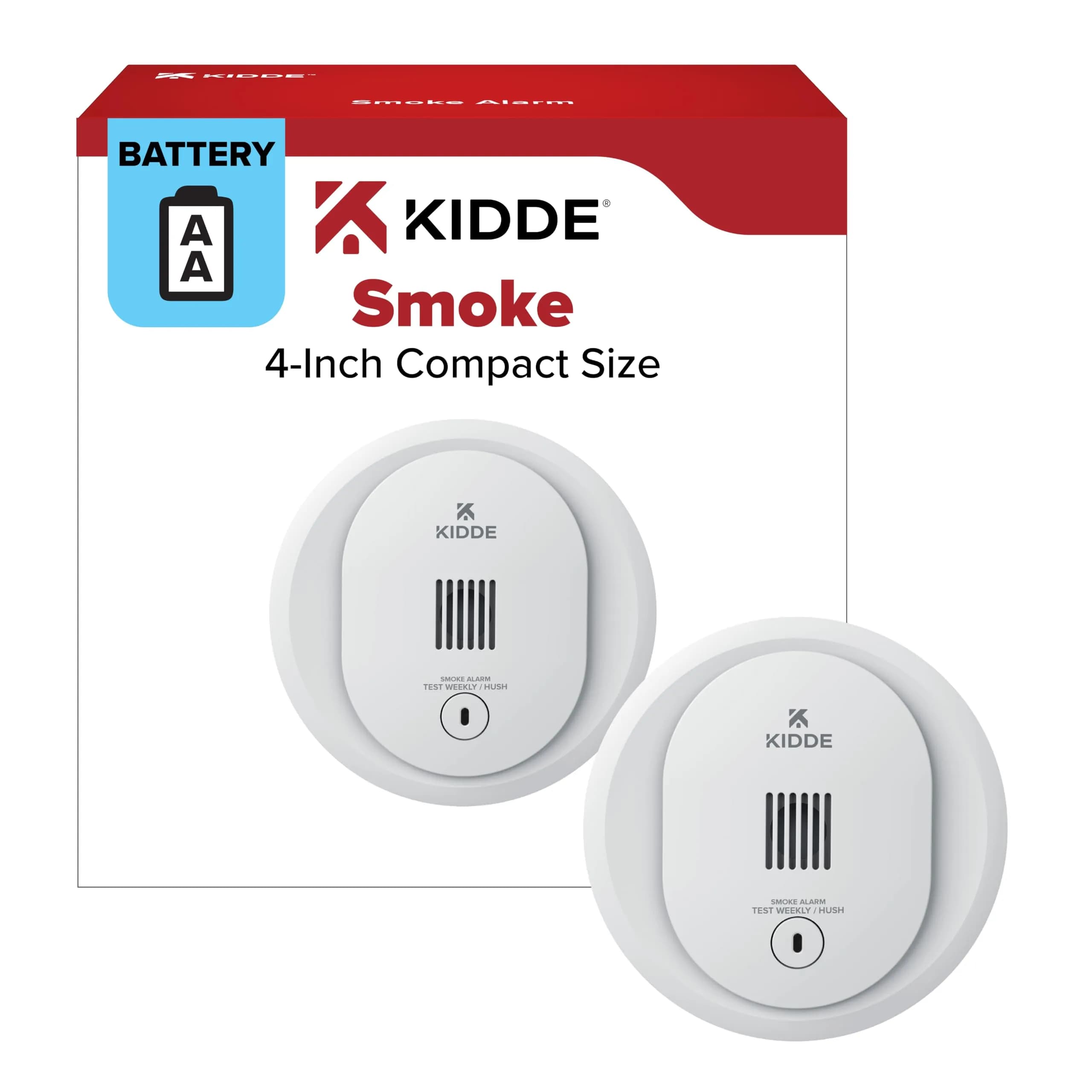 Kidde 10SDR Compact Smoke Detector with AA Batteries | Photoelectric Smoke Alarm - main product image