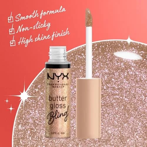 NYX PROFESSIONAL MAKEUP Butter Gloss Bling Lip Gloss Bring The Bling | Shimmery Vegan Lip Color 7.65ml (0.27 Fl Oz) thumbnail 4