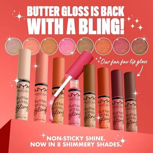 NYX PROFESSIONAL MAKEUP Butter Gloss Bling Lip Gloss Bring The Bling | Shimmery Vegan Lip Color 7.65ml (0.27 Fl Oz) thumbnail 3