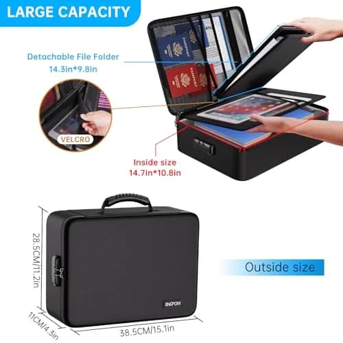 ENGPOW Fireproof File Organizer Bag with 13 Pockets Accordion File Folder & Lock, 1.38 kg (3 lb) | Protects Documents Up to 5200°F thumbnail 4