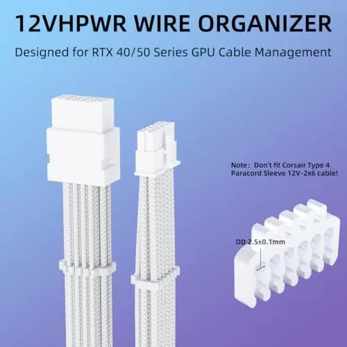 Sirlyr White 24-Pack PSU Cable Organizer Combs Kit 3.5mm | Neat PC Cables & Better Airflow thumbnail 4