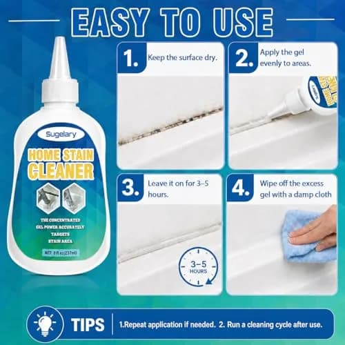 Sugelary Mold Stain Cleaner Gel 237ml (8 Fl Oz) | Powerful Gel for Washing Machine, Bathroom Grout, Sink, Shower, Caulk thumbnail 4