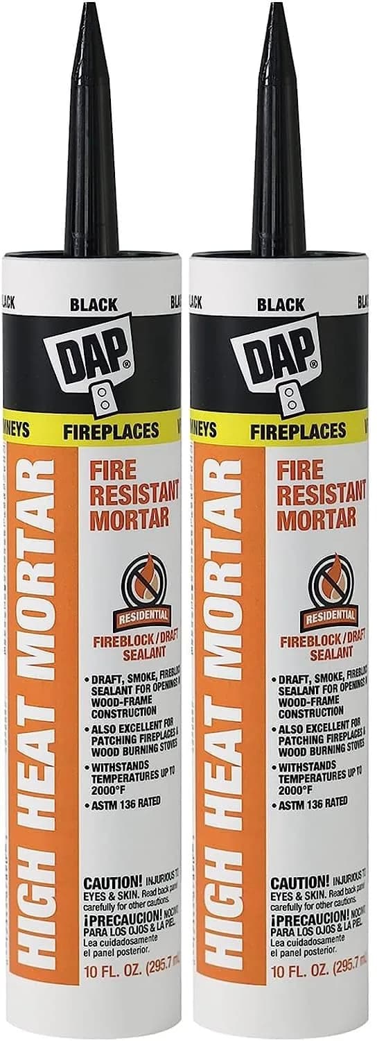 DAP High Heat Mortar Fire Stop Caulk 10.1 oz. Pack of 2 | No Size, Black, US-Made