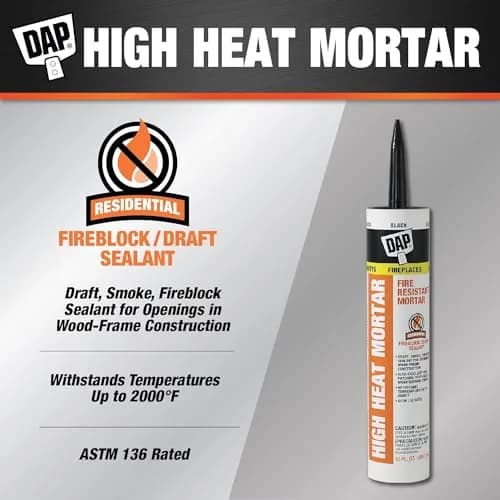 DAP High Heat Mortar Fire Stop Caulk 10.1 oz. Pack of 2 | No Size, Black, US-Made thumbnail 2