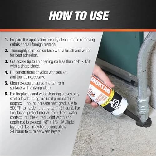 DAP High Heat Mortar Fire Stop Caulk 10.1 oz. Pack of 2 | No Size, Black, US-Made thumbnail 3