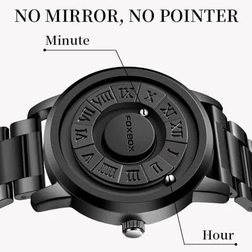 Weicam Unisex Magnetic Levitation Balls Dial Quartz Watch 42mm (Black Leather) | Unique Roman Numeral Design thumbnail 8