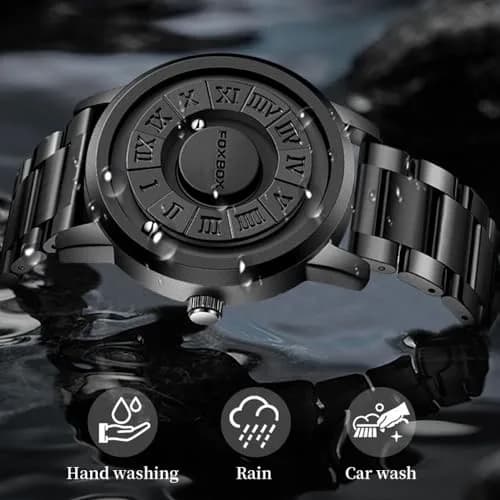 Weicam Unisex Magnetic Levitation Balls Dial Quartz Watch 42mm (Black Leather) | Unique Roman Numeral Design thumbnail 9