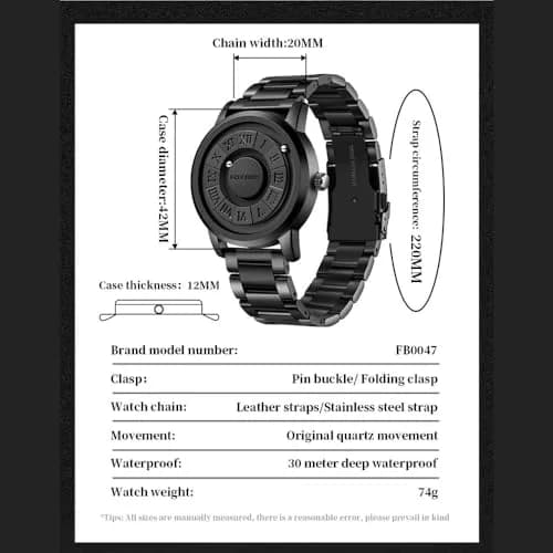 Weicam Unisex Magnetic Levitation Balls Dial Watch 42mm (1.65 inch) | Unique Roman Numerals Quartz thumbnail 8