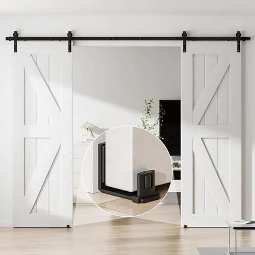 BONIKLUBA Sliding Barn Door Bottom Floor Guide, Adjustable U Shape, Black | Space-Saving, No-Groove, Suitable for Glass Doors thumbnail 5