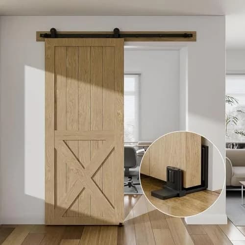 BONIKLUBA Sliding Barn Door Bottom Floor Guide, Adjustable U Shape, Black | Space-Saving, No-Groove, Suitable for Glass Doors thumbnail 7