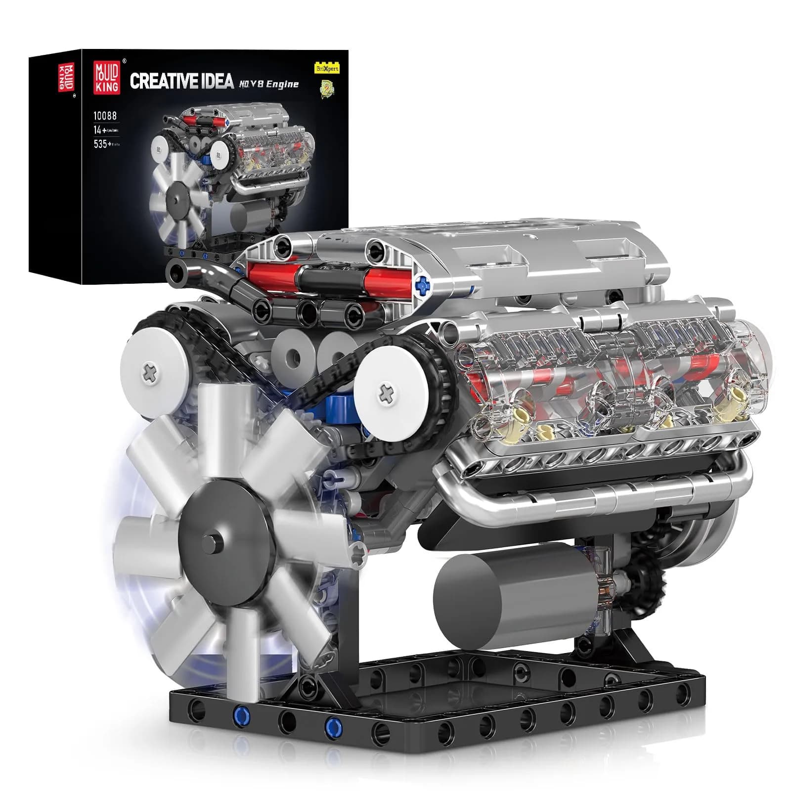Mould King 10088 V8 Engine Model Kit - 535 Pcs for Adults | Realistic Mechanical Build with Moving Pistons - main product image